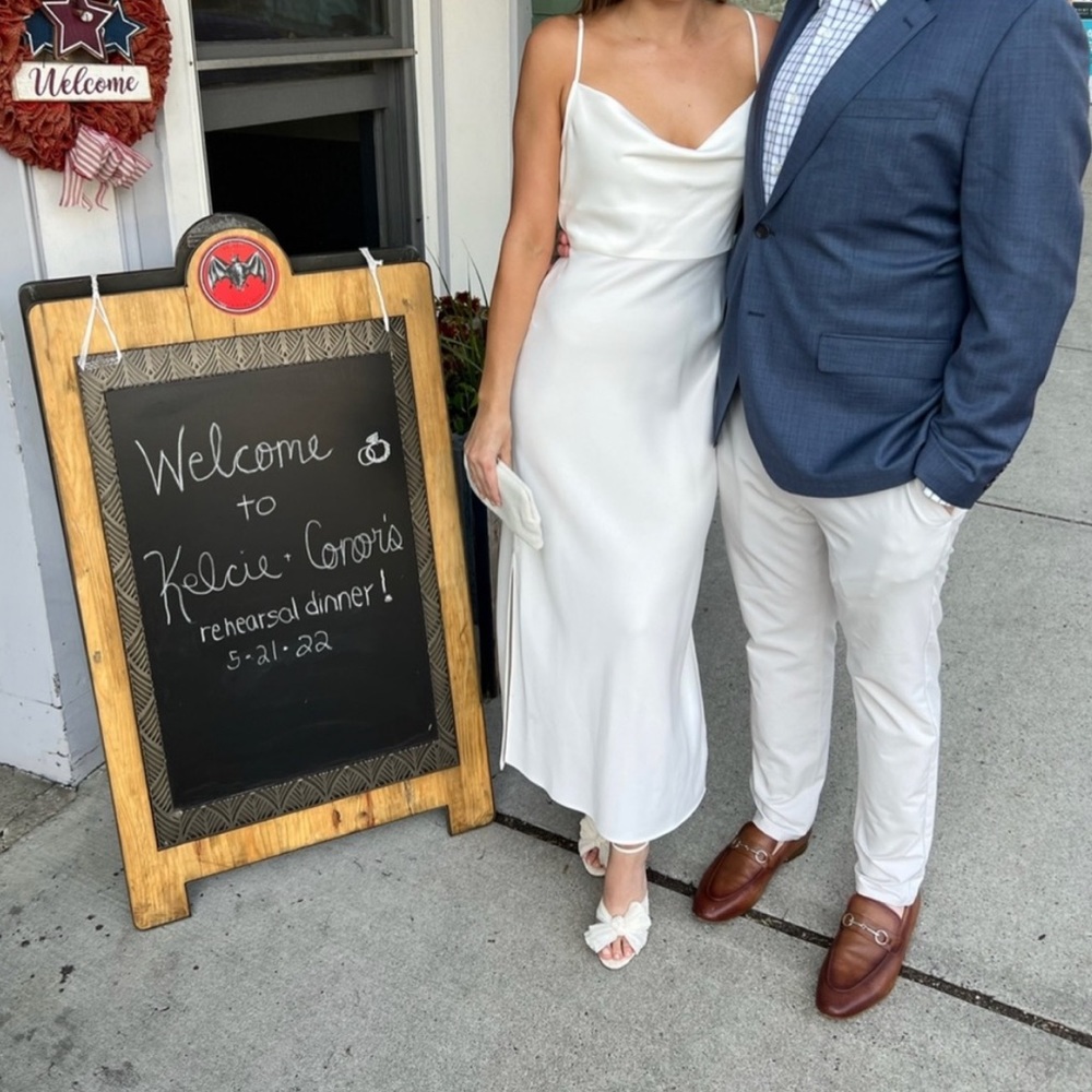 BHLDN Cali Satin Charmeuse Midi Dress - Ivory - Size 8